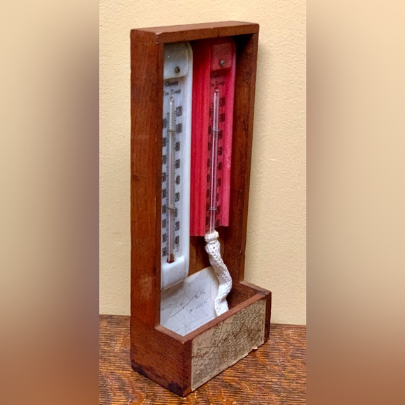Mid Century Vintage Wood Mounted Thermometer Set - Picture 8 of 16